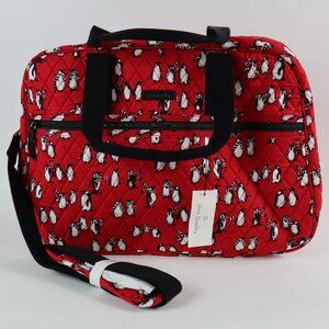 Vera Bradley PLAYFUL PENGUINS RED - MEDIUM TRAVELER Overnight Bag Winter…